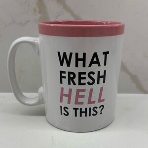 What Fresh Hell is This? Funny White and Pink Ceramic Mug